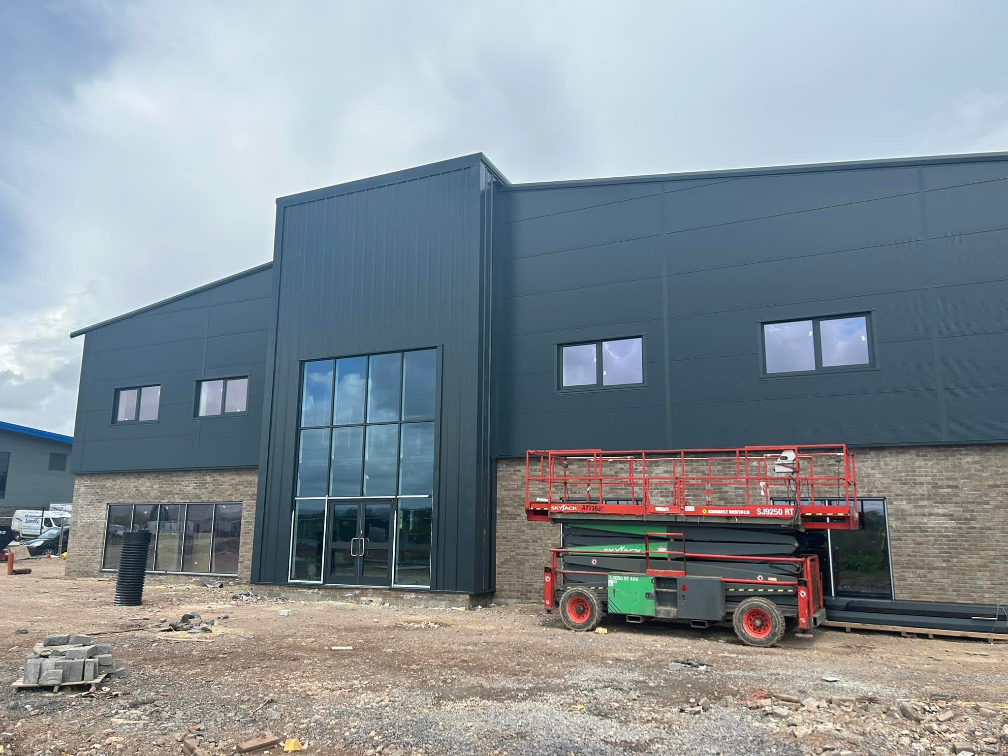 Steel industrial building under construction in Devon