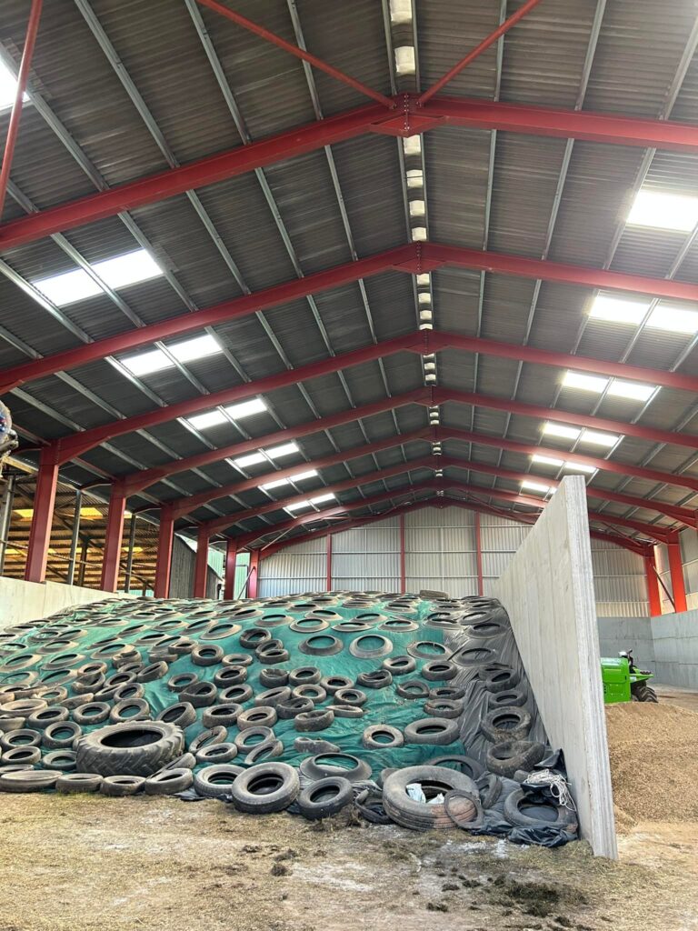 Steel grain store and parlour construction in Somerset